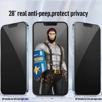 Захисне 2.5D скло Blueo Full Cover Anti-Peep Matte для Apple iPhone 14 Pro Black фото