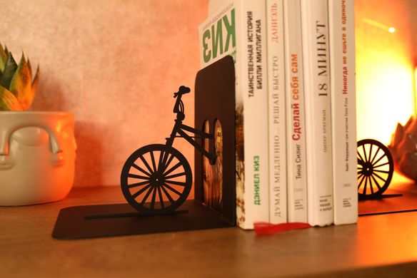 Держатель для книг металлический MetalHomeLab "Велосипед BMX" черный Black фото