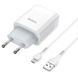 СЗУ 1USB Hoco C72A White + USB Cable MicroUSB (2.1A)