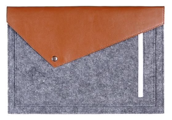Фетровий чохол-конверт Gmakin для Macbook Air 13 (2012-2017) / Pro Retina 13 (2012-2015) сірий + коричневий (GM12) Gray + Brown фото