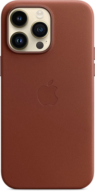 Чехол Leather Case with Magsafe для Apple iPhone 14 Pro Umber AAA фото