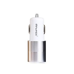 Автомобильное зарядное устройство Awei C-100 2 порта USB быстрая зарядка 2.4А АЗУ белое White фото