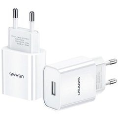 Мережевий зарядний пристрій Usams T18 1 порт USB швидка зарядка 2.1A СЗУ біле White (US-CC075) фото