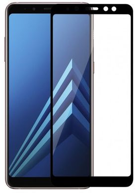 Защитное стекло с полной проклейкой для Samsung A8 Plus black фото