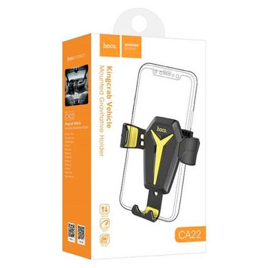 Автомобільний тримач для телефону Hoco CA22 чорний + жовтий Black / Yellow фото