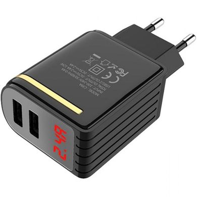 Мережевий зарядний пристрій Hoco C39A 2 порту USB швидка зарядка 2.4A СЗУ чорне Black фото