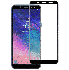 Защитное стекло для Samsung A6 Plus (2018) CAA 2D с проклейкой по рамке черная рамка Black фото