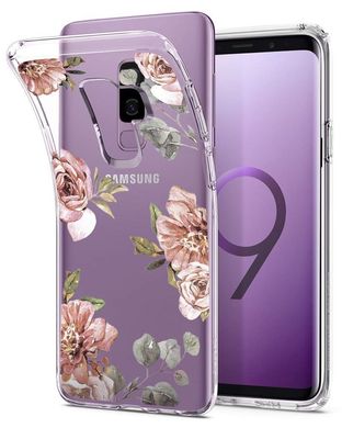 Чохол силіконовий Spigen Original Liquid Crystal Blossom Flower для Samsung Galaxy S9 Plus прозорий Clear фото