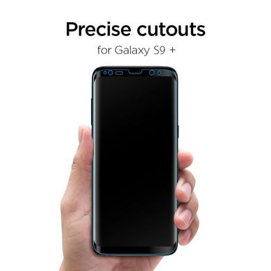 Захисне Скло Spigen "Glas.tR Curved HD" для Galaxy S9 Plus 3D із закругленими краями чорна рамка Black (1Pack) фото