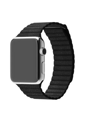 Ремінець Leather loop для Apple Watch 42 / 44mm шкіряний чорний магнітний ARM Series 6 5 4 3 2 1 Black фото