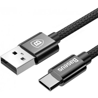 Автомобільний зарядний пристрій Baseus 2 порту USB швидка зарядка 3.4A АЗП Type-C кабель (TZXLD-B01) чорне Black фото