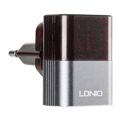 Мережевий зарядний пристрій LDNIO 2 порту USB швидка зарядка 2.4A СЗУ чорне Black / Grey + Cable MicroUSB (DL-A2206) фото