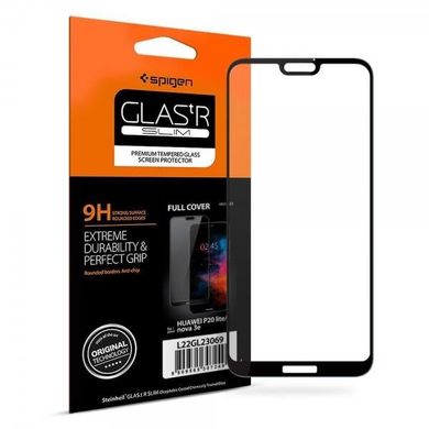 Защитное cтекло Spigen для Huawei P20 Lite/Nova 3e 2D полноэкранное черная рамка Black (1Pack) фото