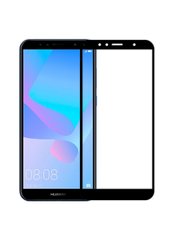 Защитное стекло для Huawei Y6 (2018) CAA 2D с проклейкой по всему стеклу черная рамка Black фото