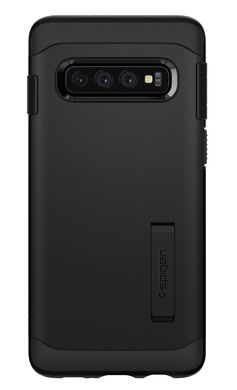 Чехол противоударный Spigen Original Slim Armor с подставкой для Samsung Galaxy S10 черный ТПУ+пластик Black фото