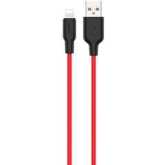 Кабель Lightning to USB Hoco X21 1 метр чорний + червоний Black / Red фото