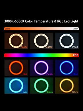 Кільцева лампа RGB Led Soft Ring Light MJ45 45 см (Black) фото