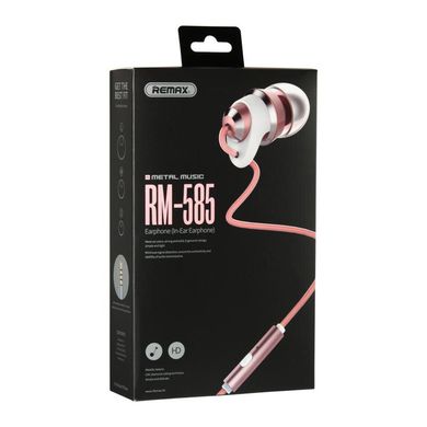 Навушники вакуумні Remax (OR) RM-585 3.5 Jack з мікрофоном рожеві Pink фото