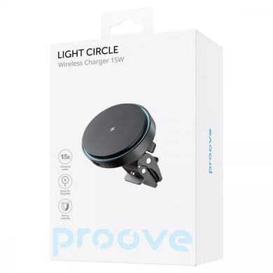 Автомобільний тримач з Бездротовим ЗП Proove Light Circle 15W фото