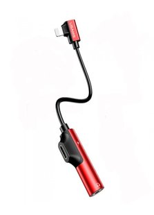 Перехідник 2 Lightning to Aux 3.5mm Usams Red AU03 фото