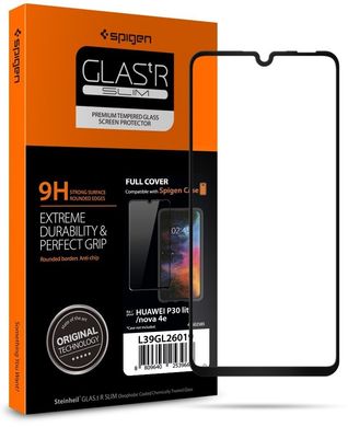 Защитное cтекло Spigen для Huawei P30 Lite 2D полноэкранное черная рамка Black (1Pack) фото