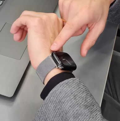 Ремінець Milanese Loop для Apple Watch 38 / 40mm металевий чорний магнітний ARM Series 6 5 4 3 2 1 Black фото