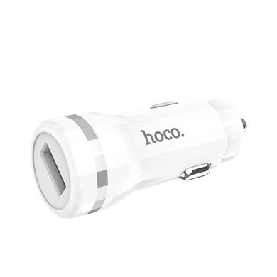 Автомобільний зарядний пристрій Hoco Z27A 1 порт USB швидка зарядка 3А АЗП біле White фото