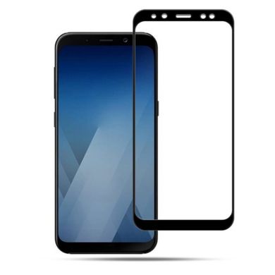 Захисне скло для Samsung A8 (2018) CAA 2D з проклеюванням по рамці чорна рамка Black фото