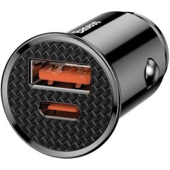 Автомобільний зарядний пристрій Baseus Circular 1 порт USB швидка зарядка 3А АЗП + Type-C PPS (5A) (CCALL-YS01) чорне Black фото