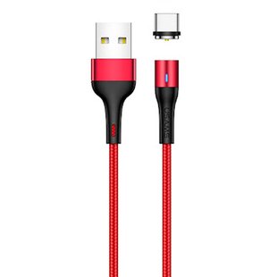 Кабель Usams US-SJ337 U29 Aluminum Alloy Magnetic Type-C Cable (2m) Red фото