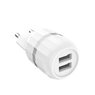 Мережевий зарядний пристрій Hoco C41A 2 порту USB швидка зарядка 2.4A СЗУ біле White + USB Cable Type-C фото