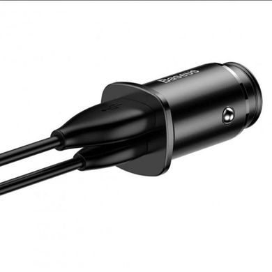 Автомобільний зарядний пристрій Baseus Circular 1 порт USB швидка зарядка 3А АЗП + Type-C PPS (5A) (CCALL-YS01) чорне Black фото