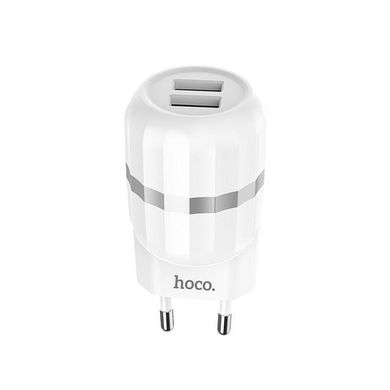 Мережевий зарядний пристрій Hoco C41A 2 порту USB швидка зарядка 2.4A СЗУ біле White + USB Cable Type-C фото