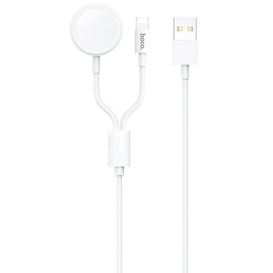 Кабель Lightning to USB Hoco U69 IWatch Wireless Charger 1 метр білий White фото